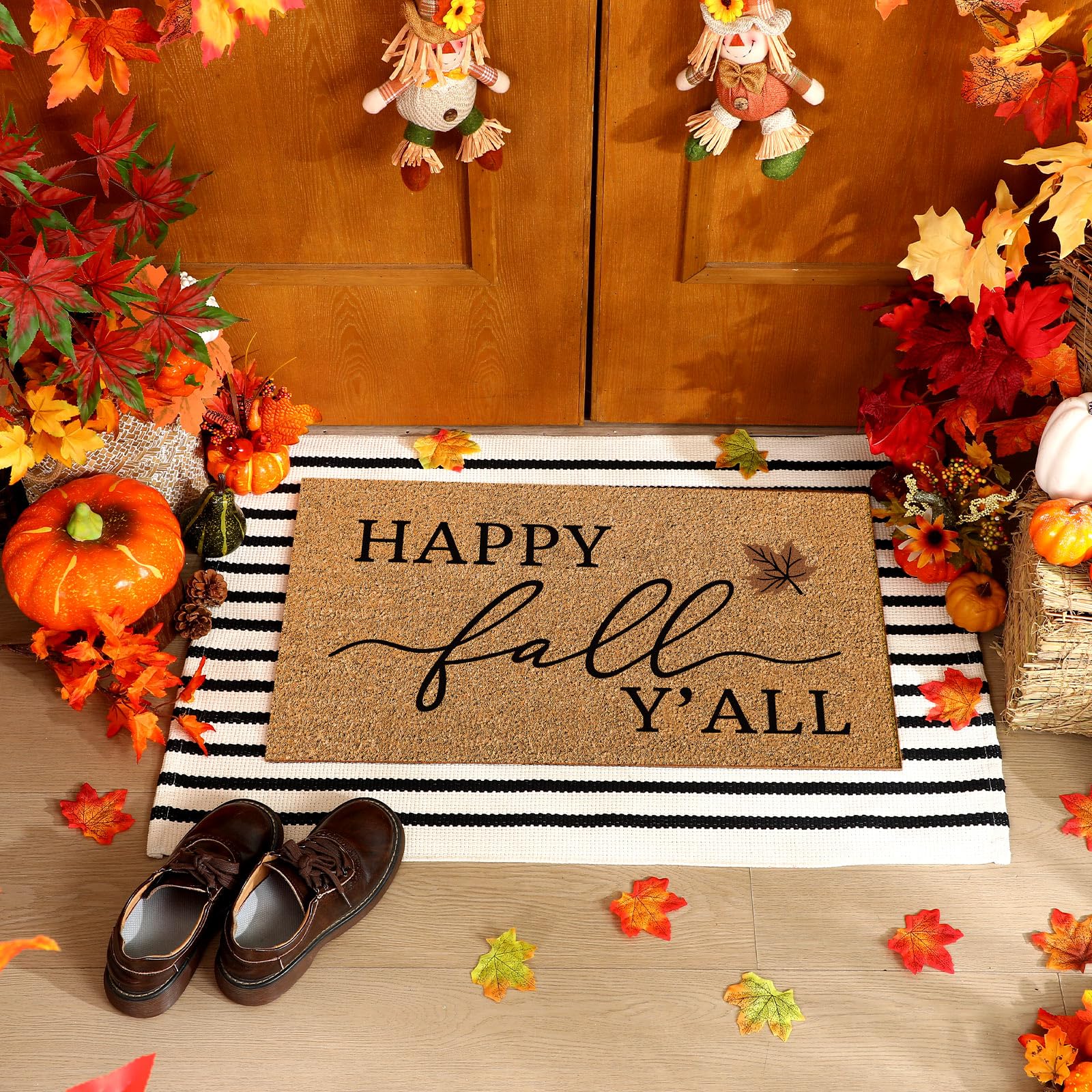 Duraaamo Fall Door Mats set dimensions on display