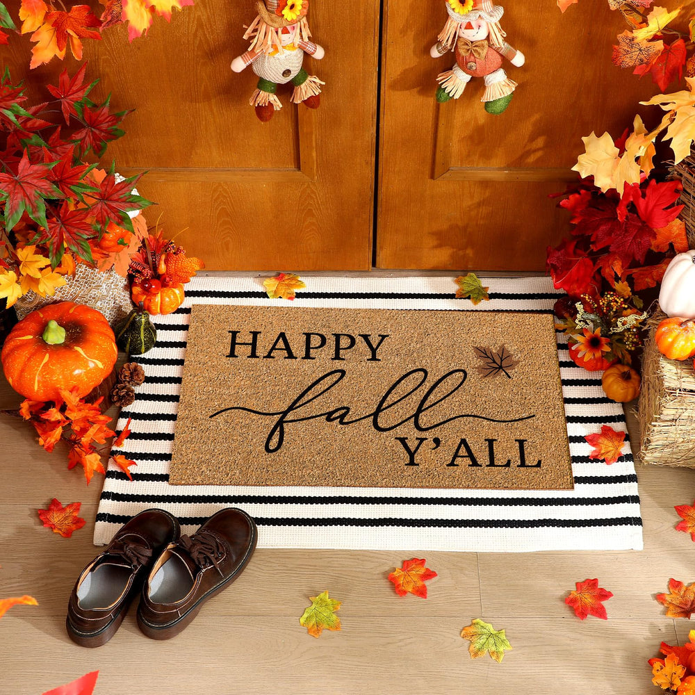 Duraaamo Fall Door Mats set dimensions on display