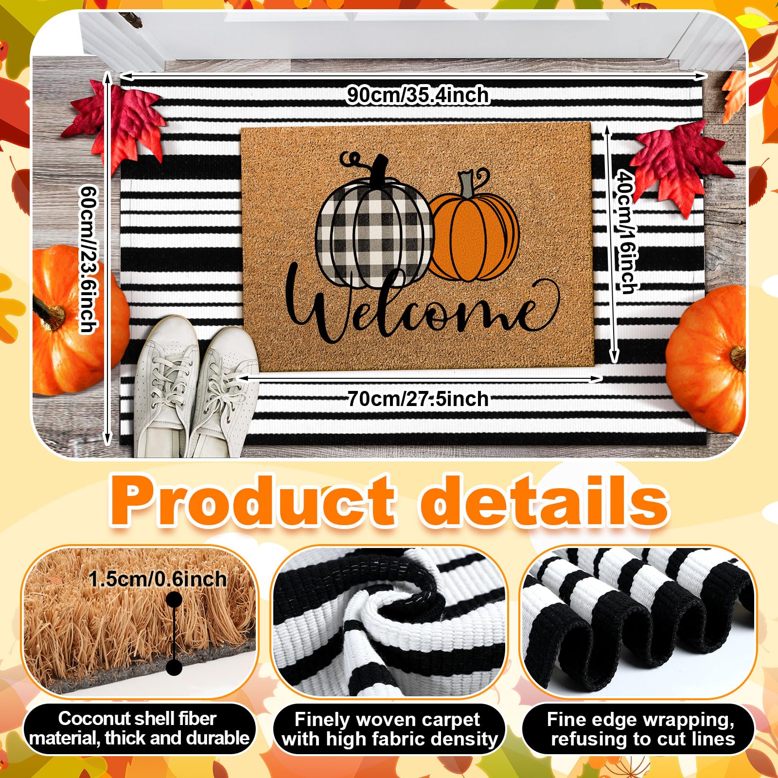 Duraaamo Fall Doormat Set displayed on a porch