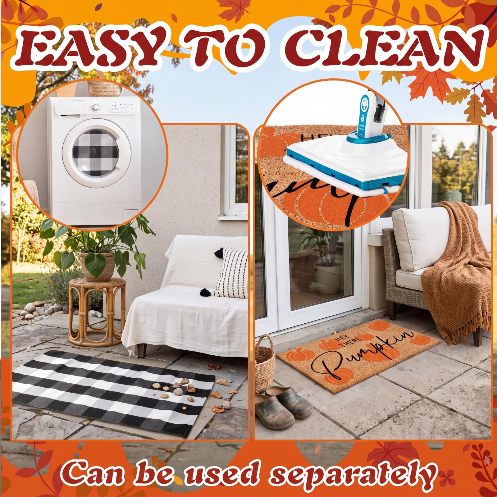 Duraaamo Fall Doormat Set displayed on a porch