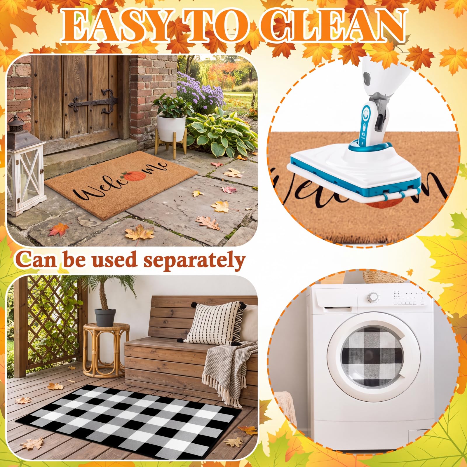 Duraaamo Fall Doormat Set displayed on a porch