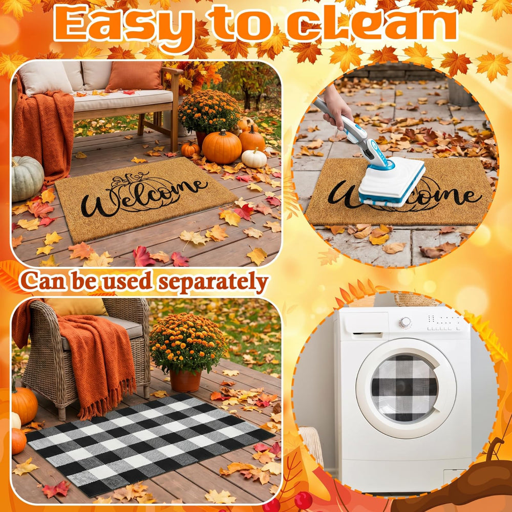 Duraaamo Fall Welcome Doormat on porch