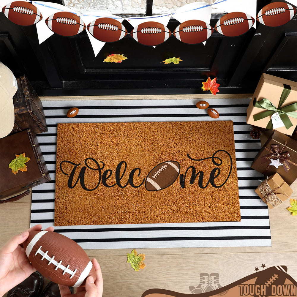Duraaamo Football Coir Door Mat set laid out together