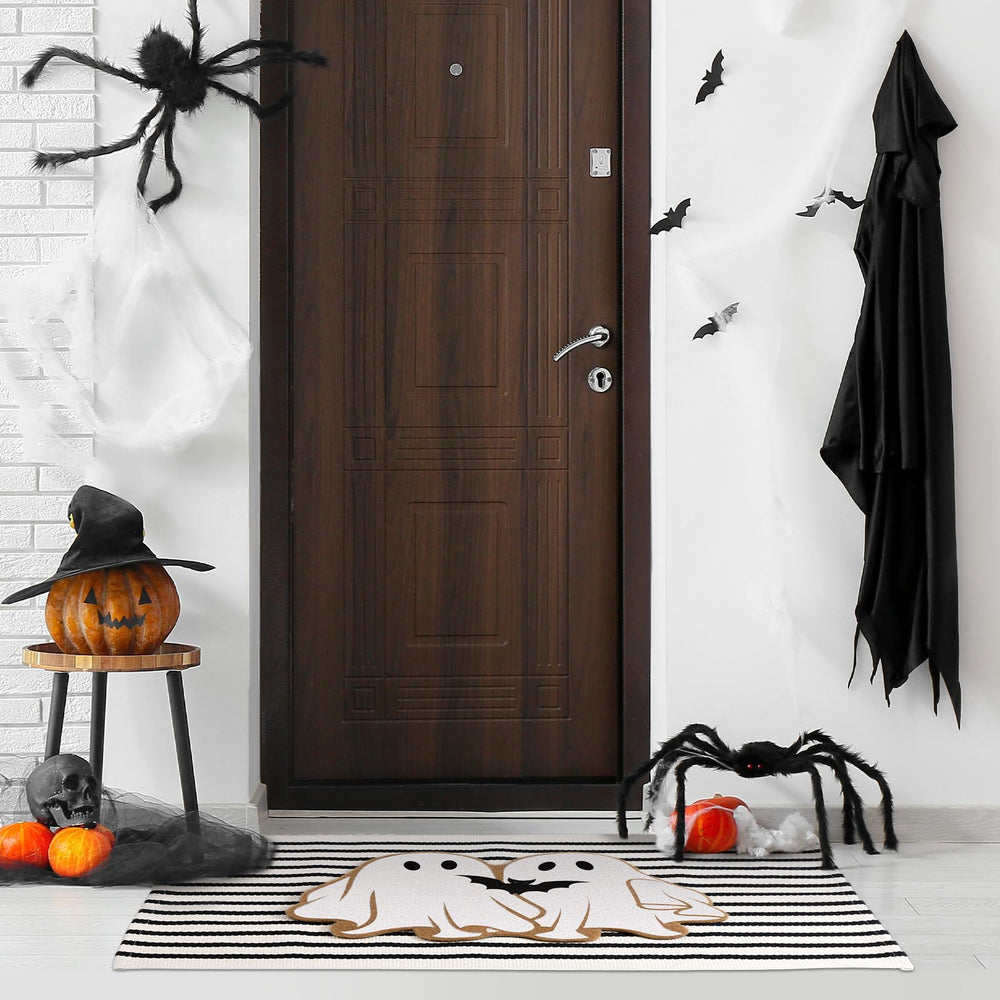 Duraaamo Halloween doormat and striped rug packaging