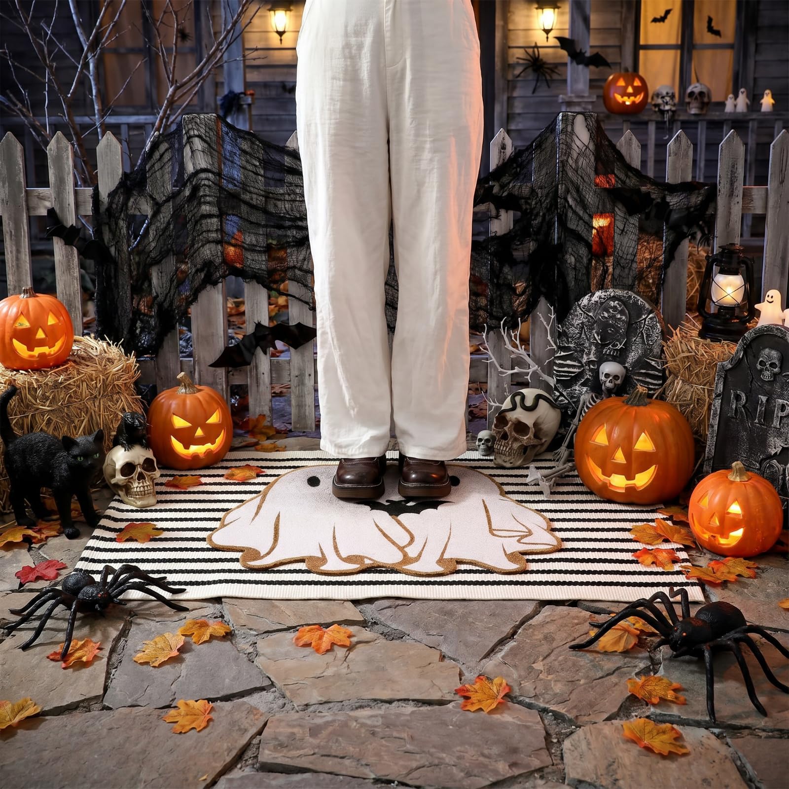 Duraaamo Halloween doormat in outdoor setting