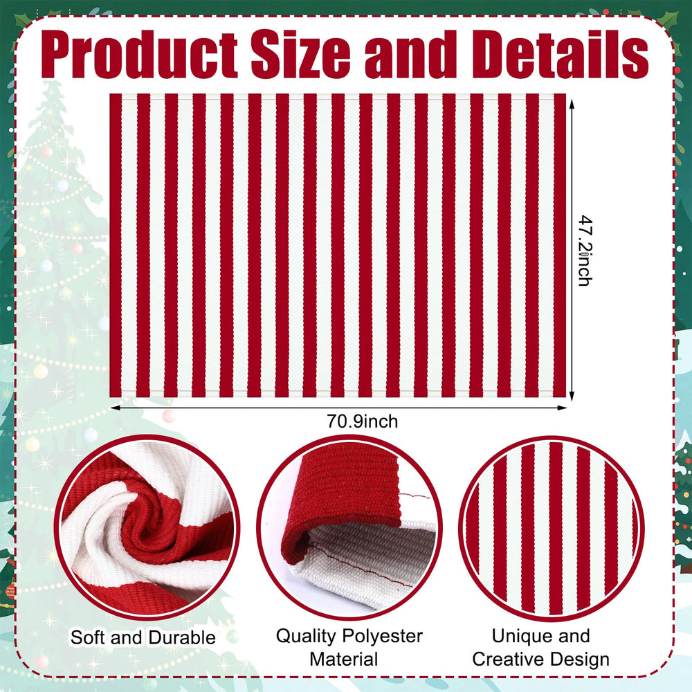 Duraaamo Red and White Striped Rug 4' x 6' on porch