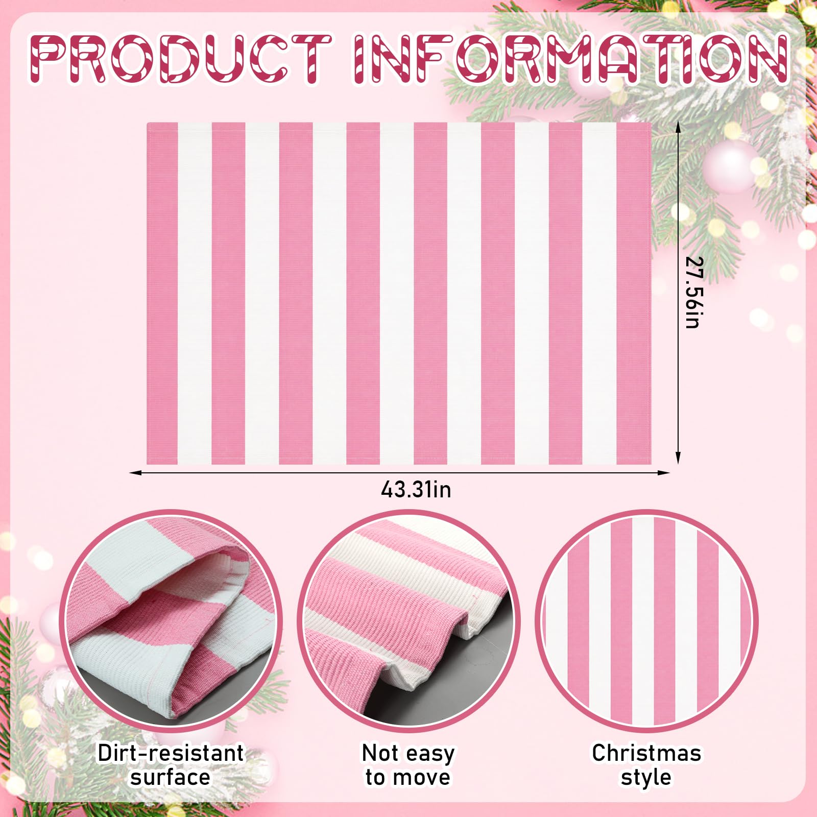 Duraaamo rug showing bright pink and white stripes