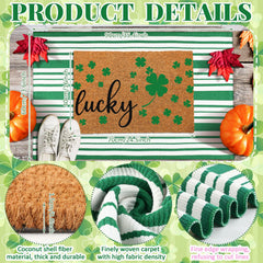 Duraaamo shamrock doormat on a porch, lifestyle view