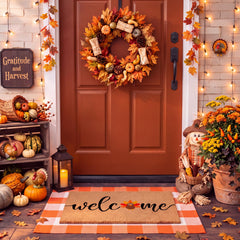 Duraaamo Thanksgiving doormat with turkey design front view