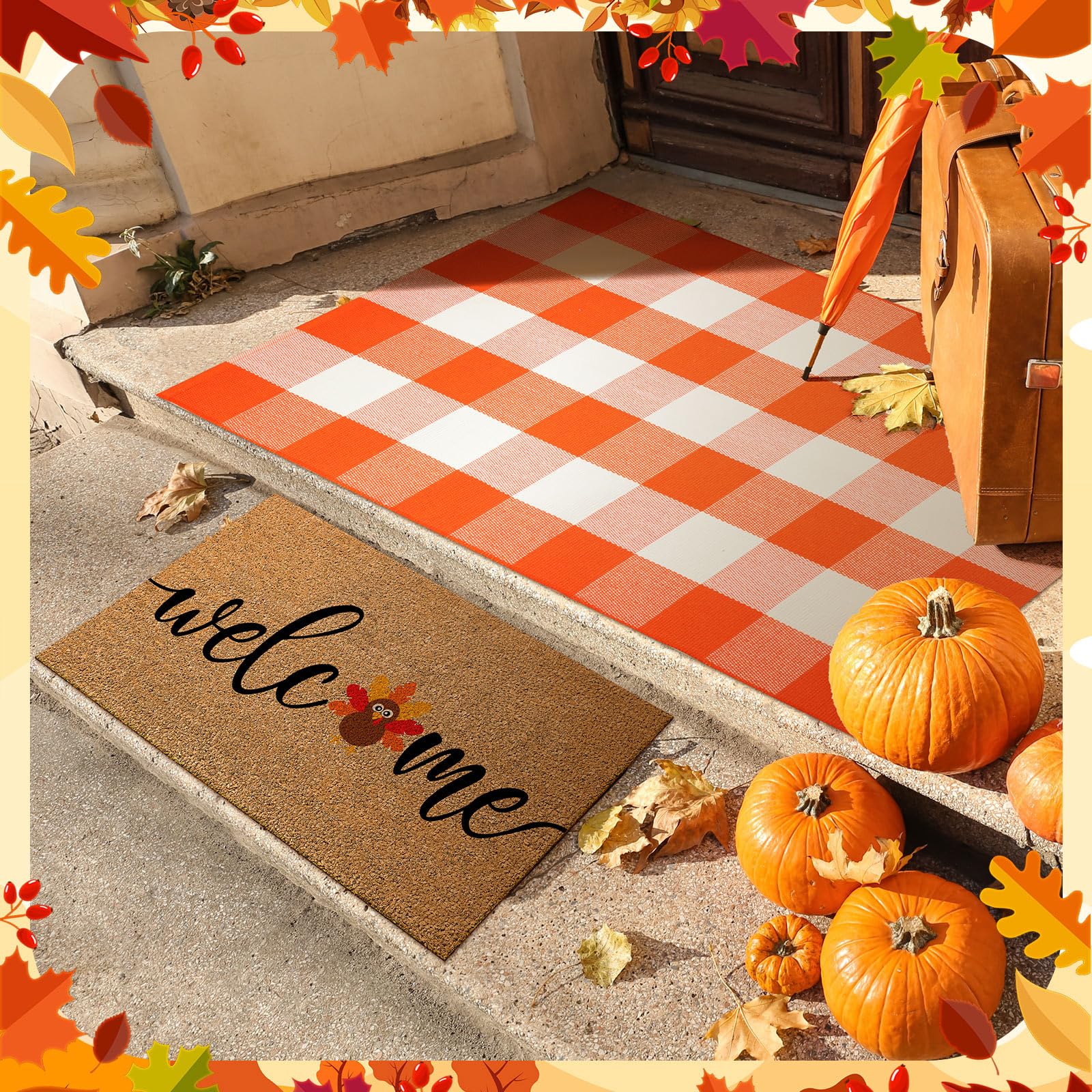 Duraaamo Thanksgiving rug rolled up for storage