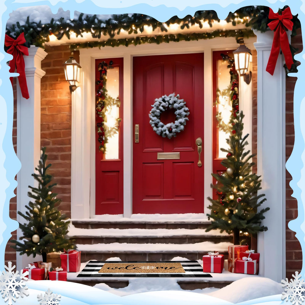 Duraaamo Winter Coir Doormat Set in a garden setting