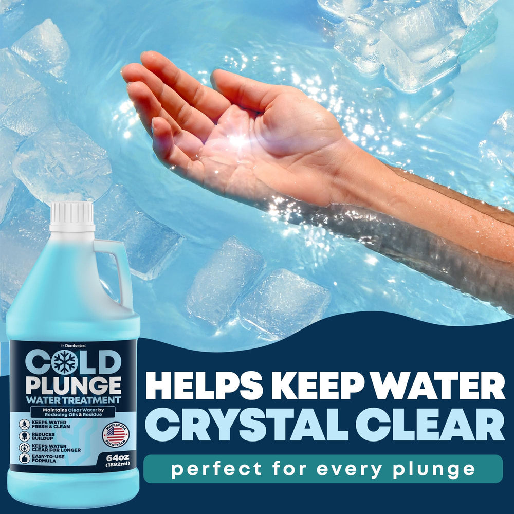 Durabasics Cold Plunge Water 64 oz with dosing instructions