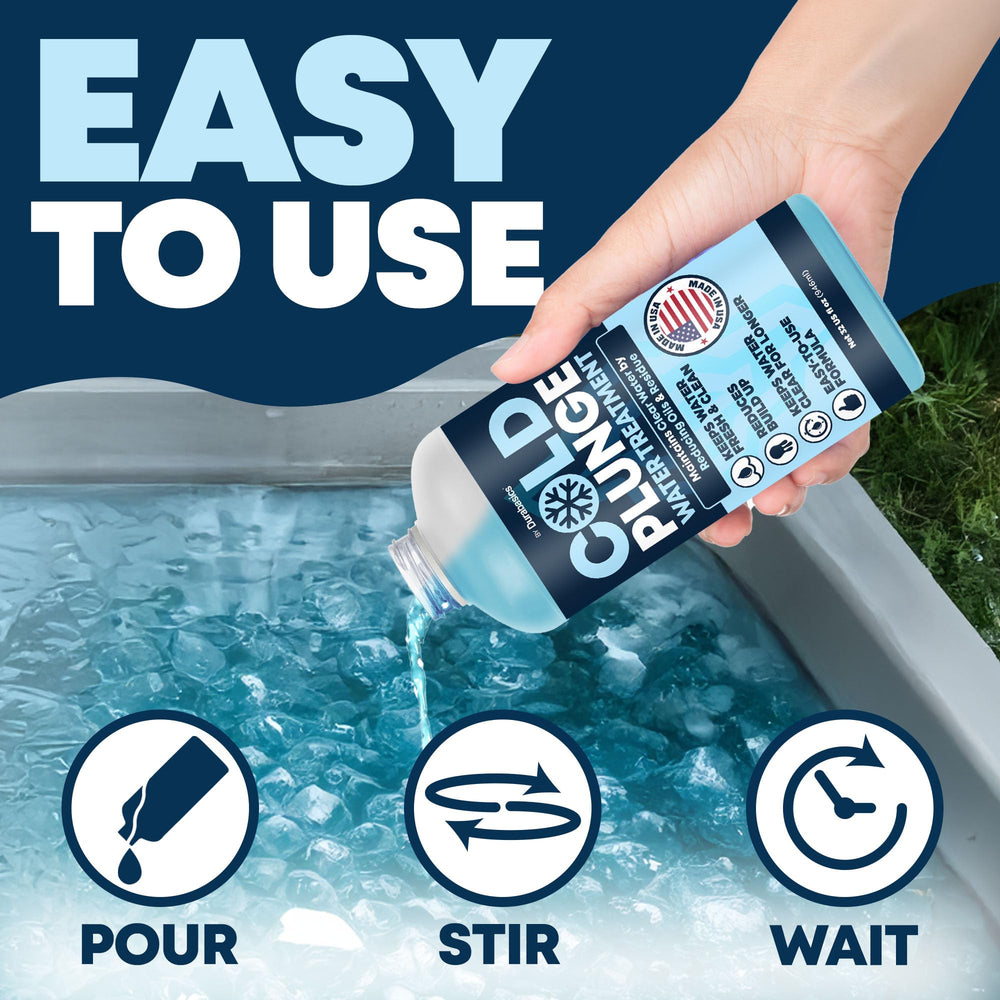 Durabasics Cold Plunge Water on a bathroom counter