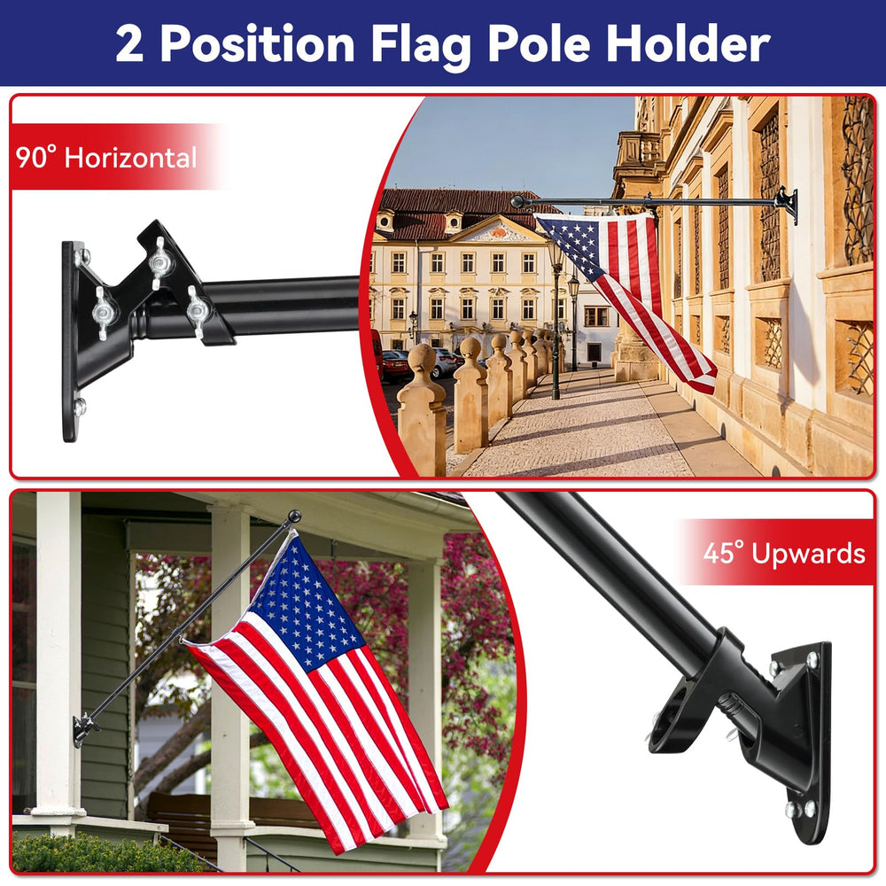 Durable black stainless steel flag pole close-up