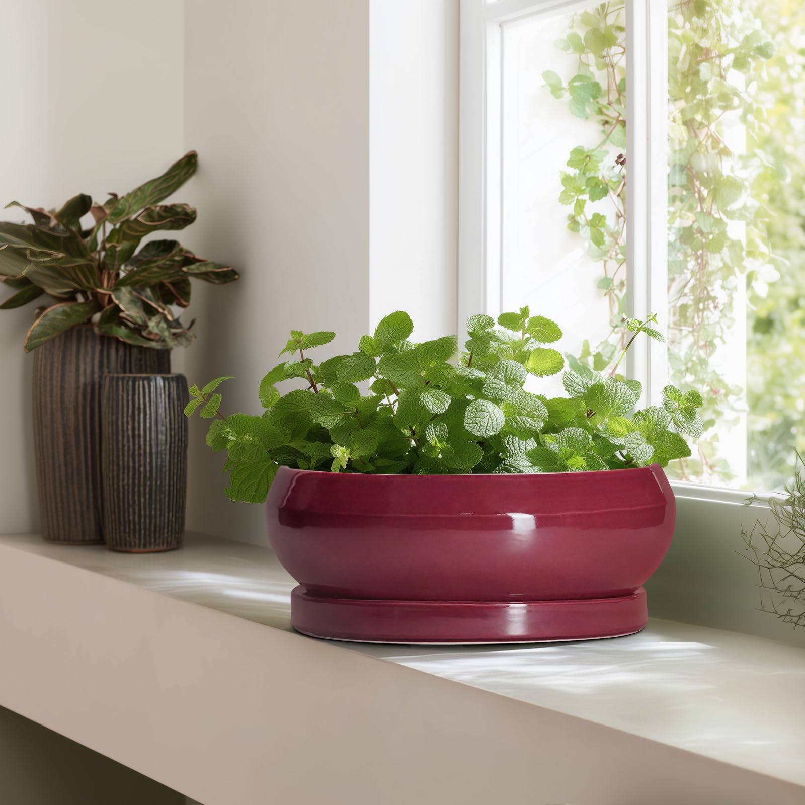 Durable ceramic material of EPFamily bonsai pot