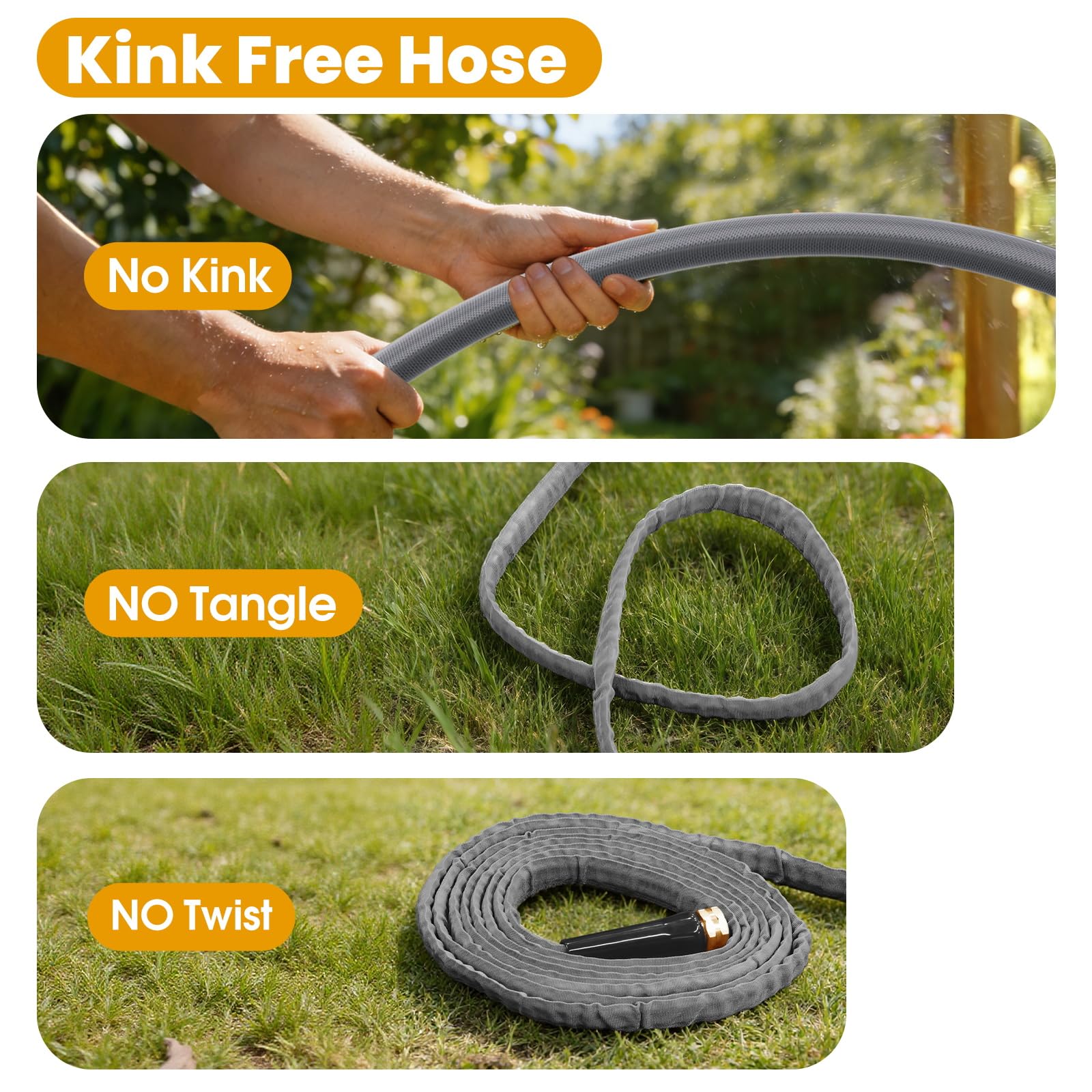 durable fabric of the garden hose under sunlight