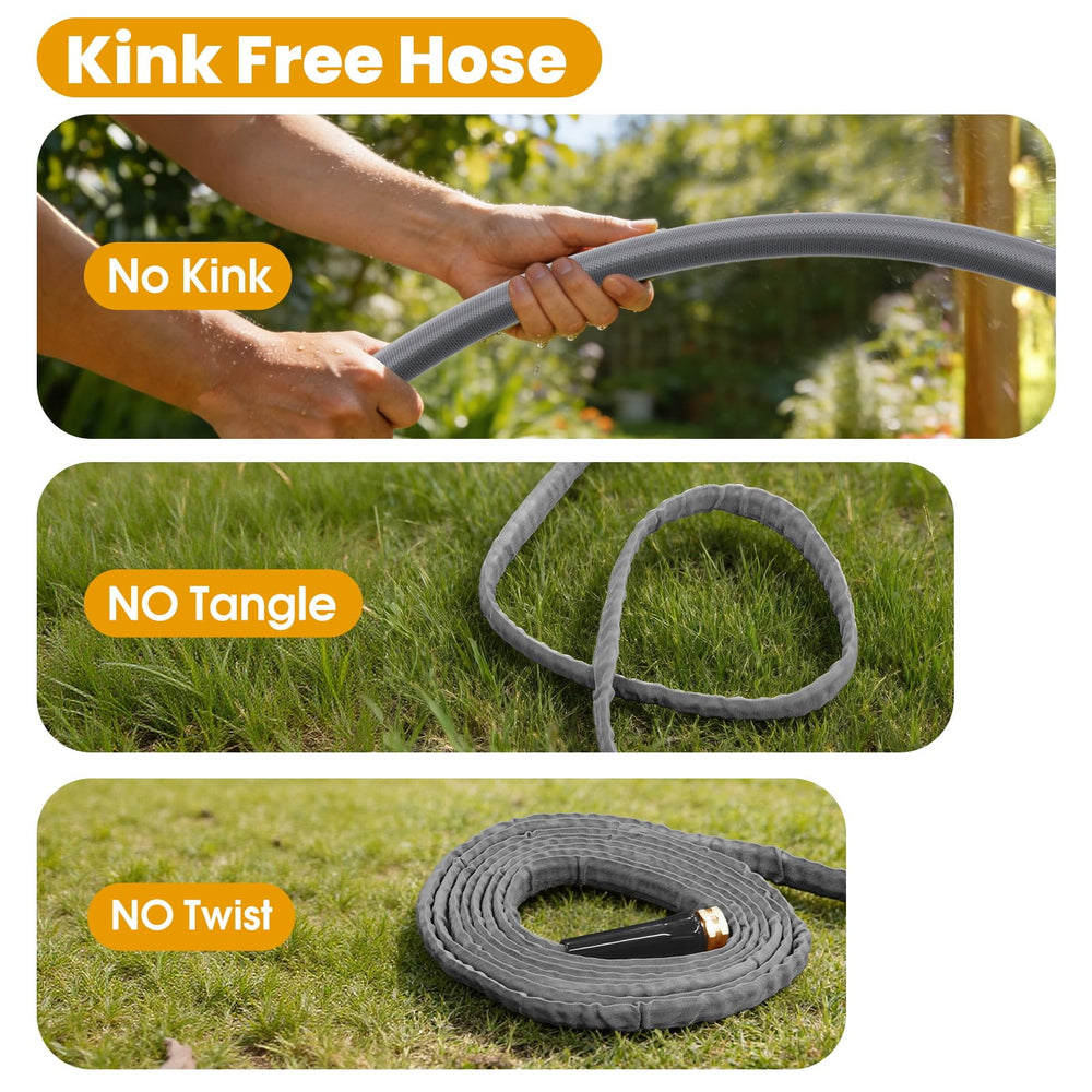 durable fabric of the garden hose under sunlight