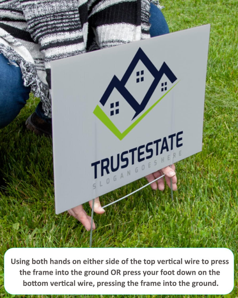 Durable galvanized steel wire yard sign holder