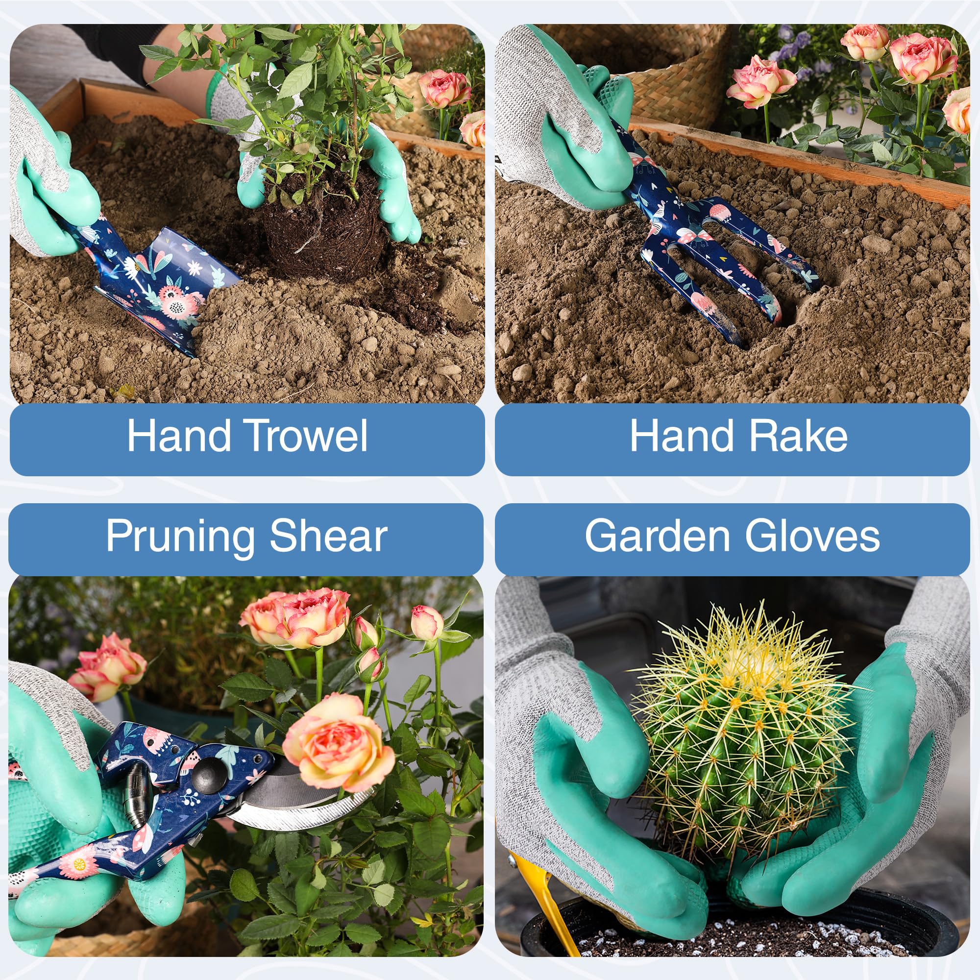 Durable garden gloves included in WORKPRO tool set