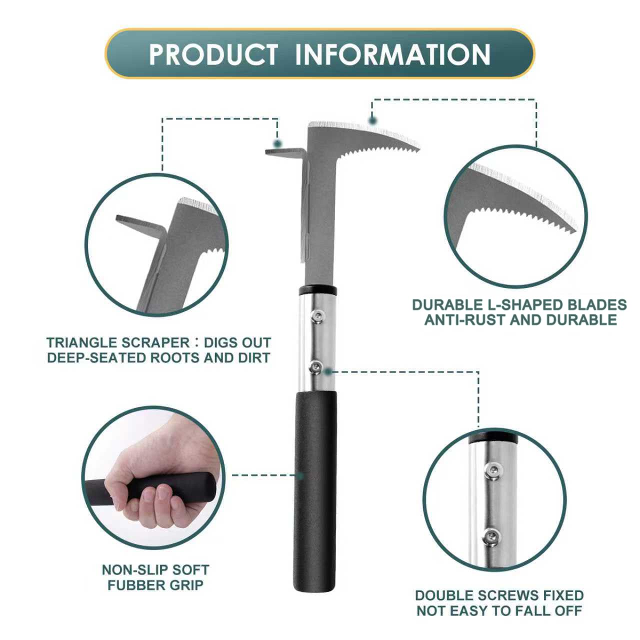 durable high carbon steel blade of BARAYSTUS Crack Weeder