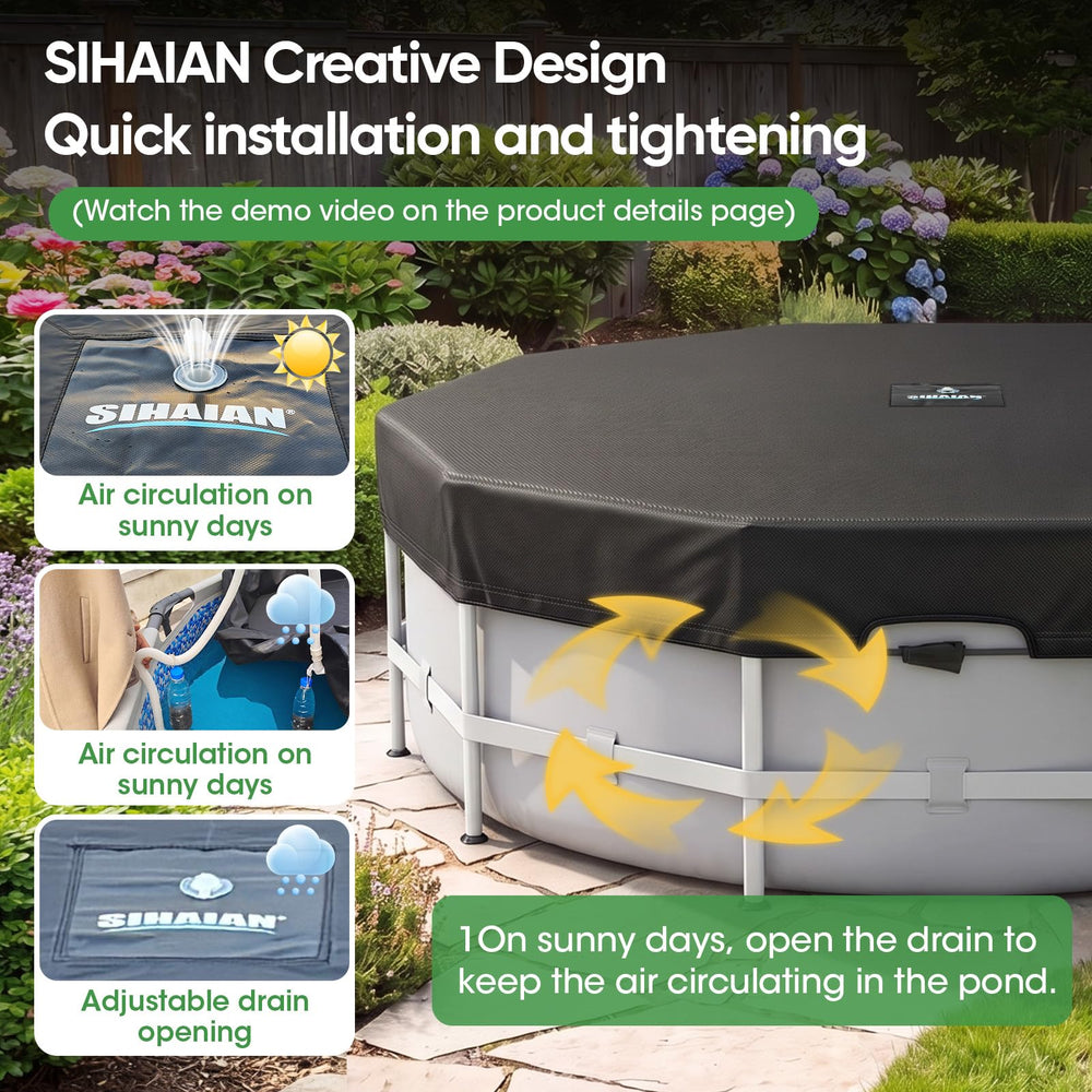 Durable material of SIHAIAN 8Ft Round Pool Cover