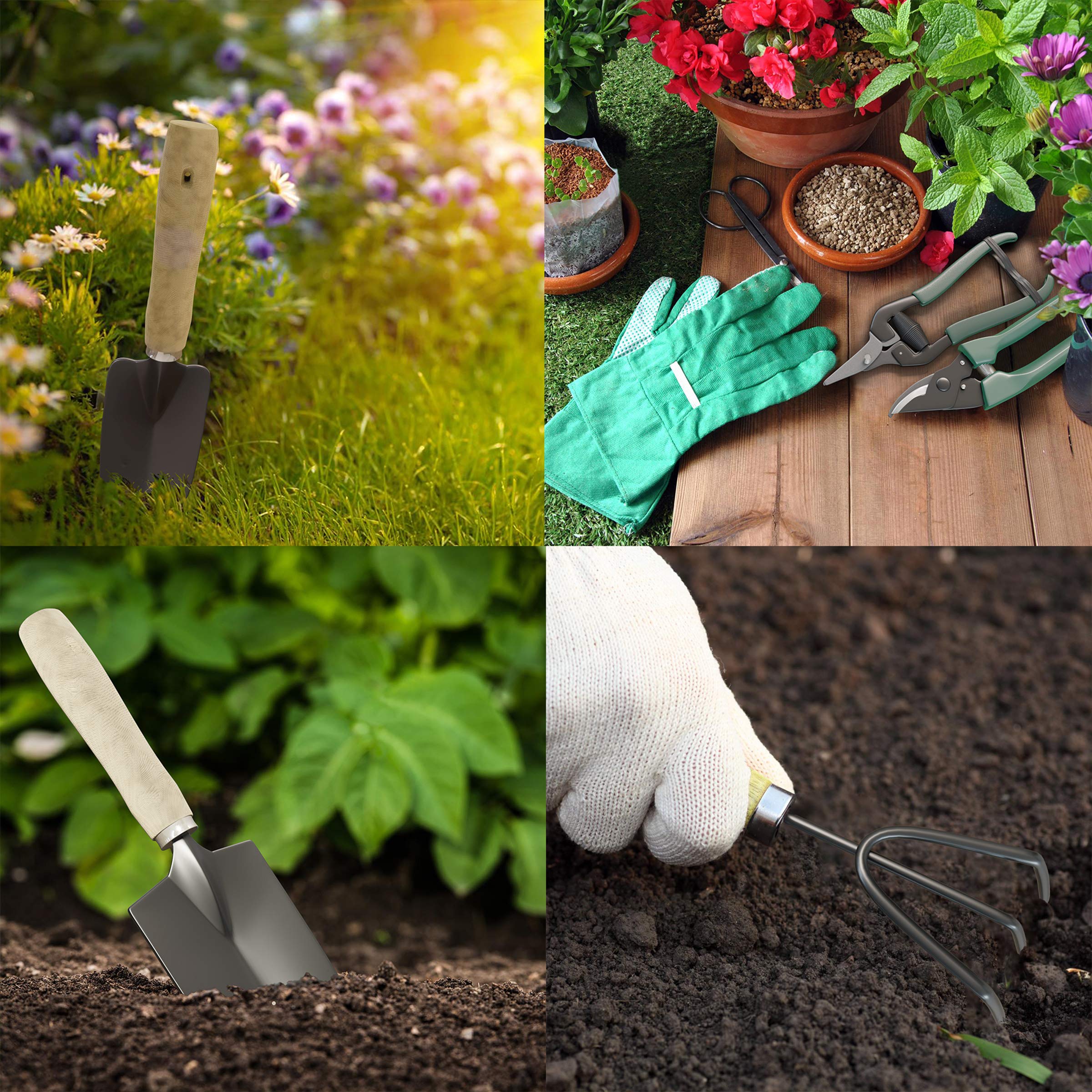 Durable materials of the gardening tools showcased