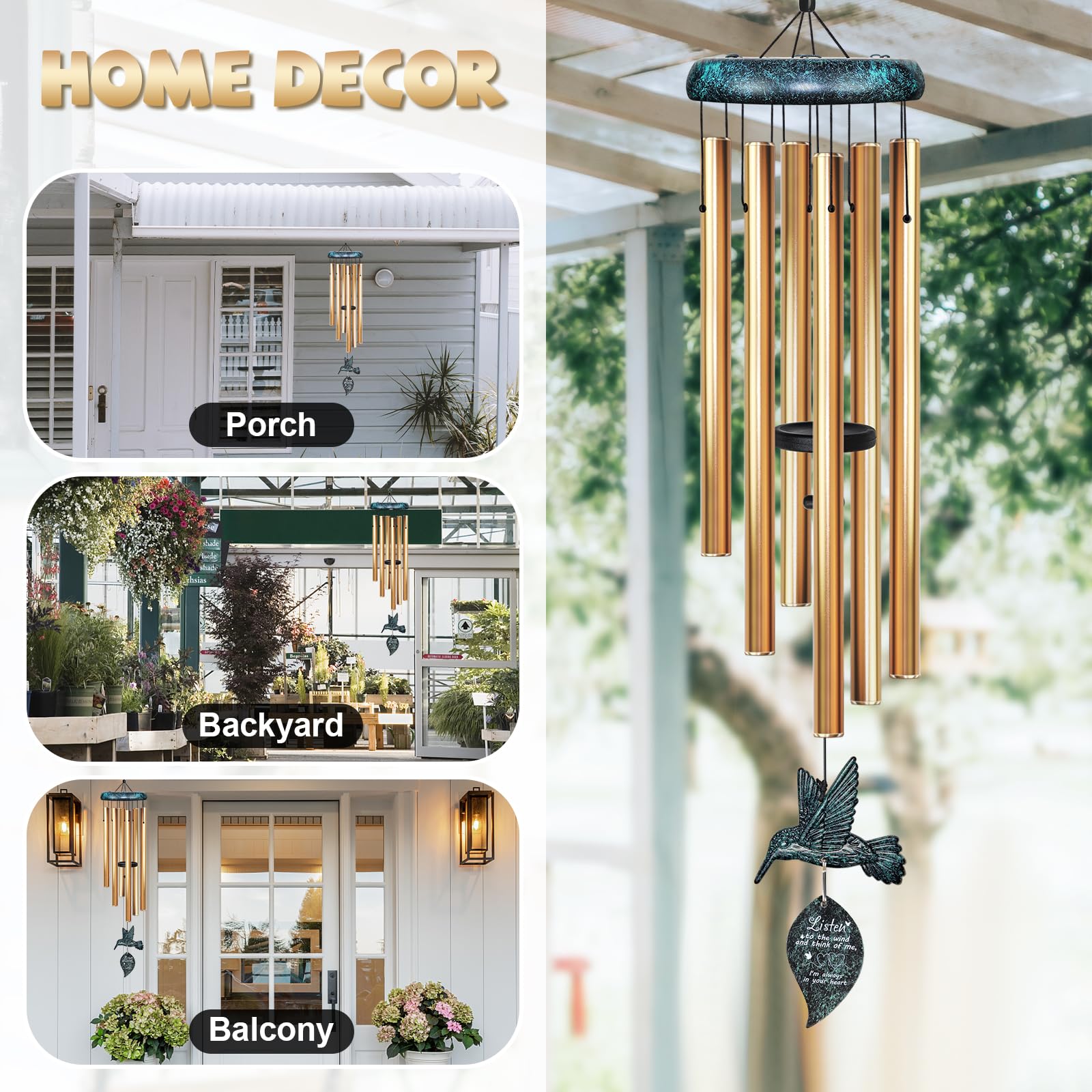 Durable nylon rope and S-shaped hook of wind chimes