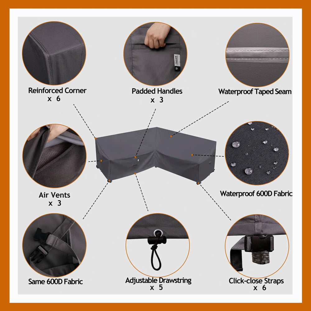 Durable padded handles on Flexiyard sofa cover