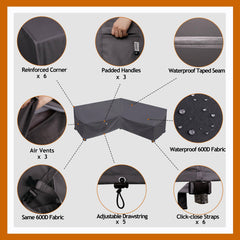 Durable padded handles on Flexiyard sofa cover