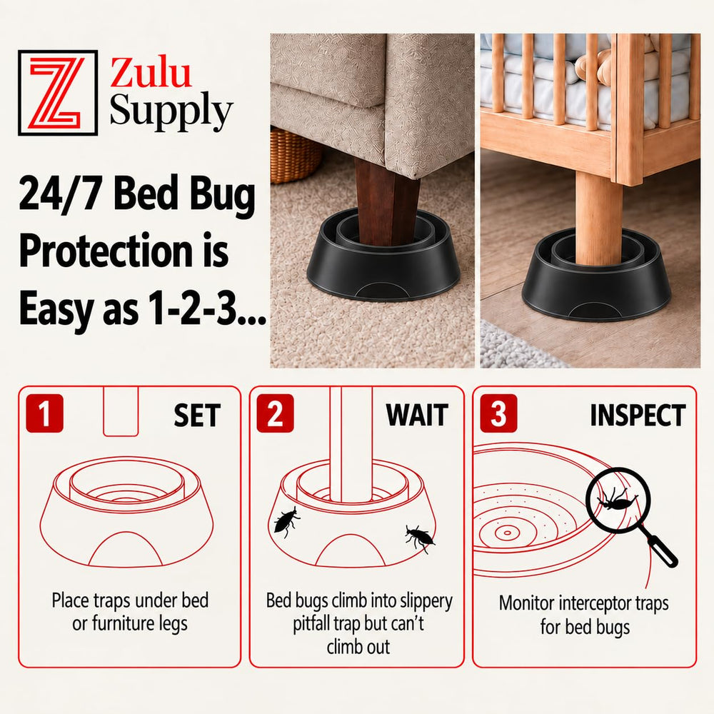 Durable plastic construction of Z Zulu Supply Bed Bug Interceptors