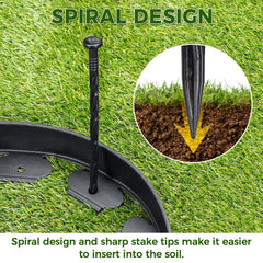 Durable plastic landscape edging stakes in outdoor setting