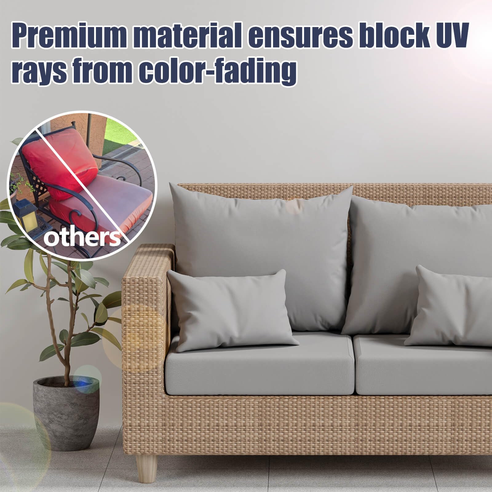 Durable polyester cushion cover with elastic strap
