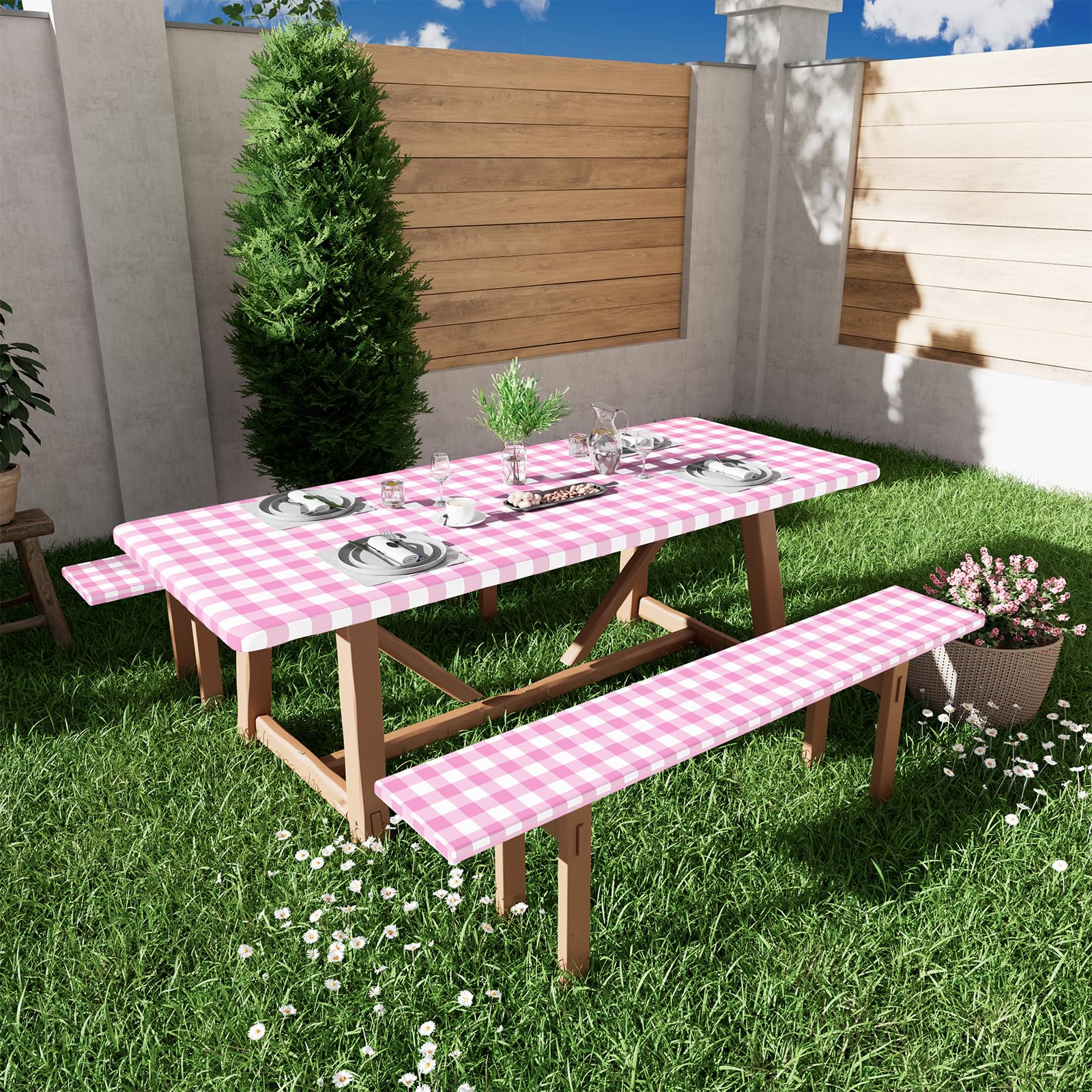 Durable polyester material of Smiry picnic table cover set