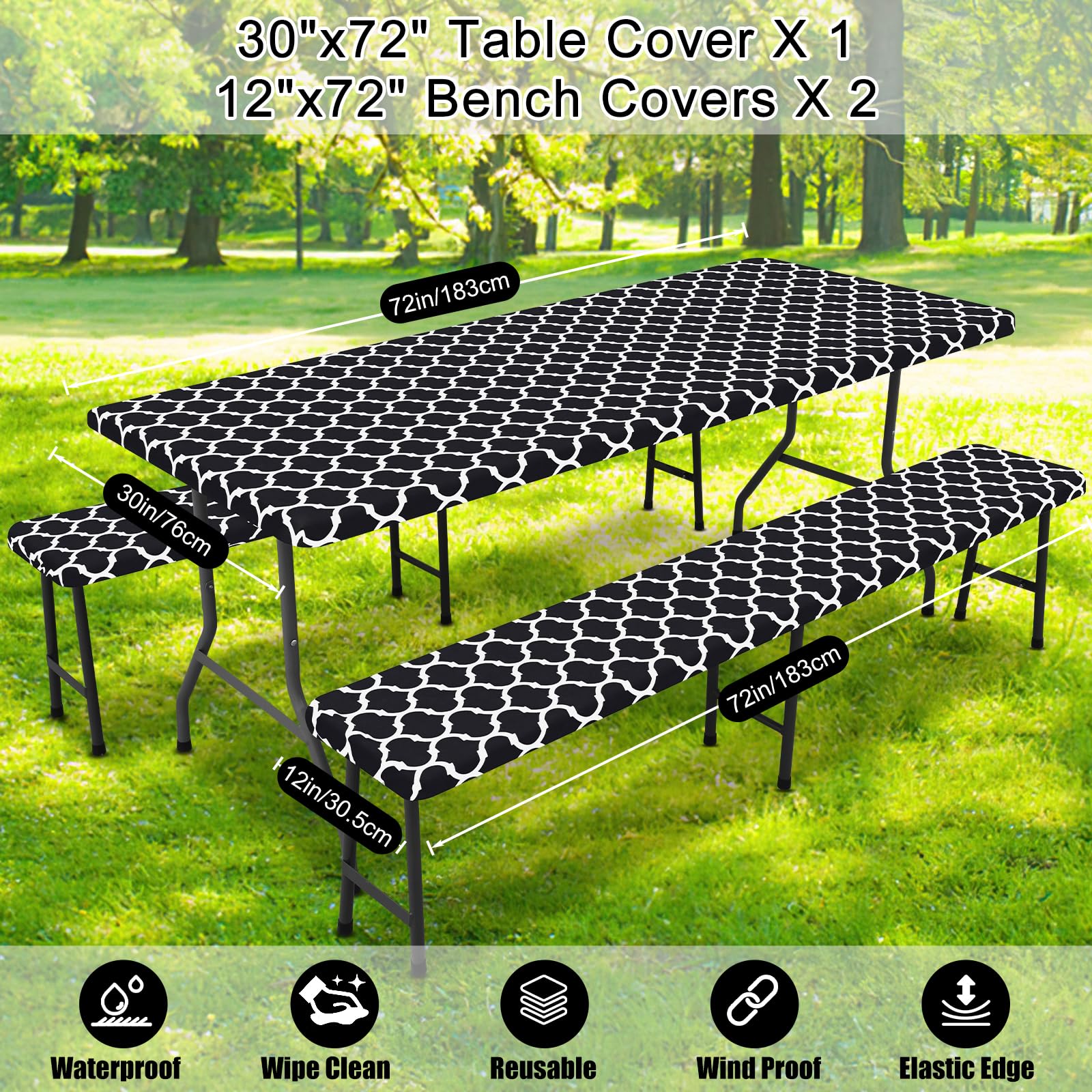 Durable polyester material of Smiry picnic table cover set