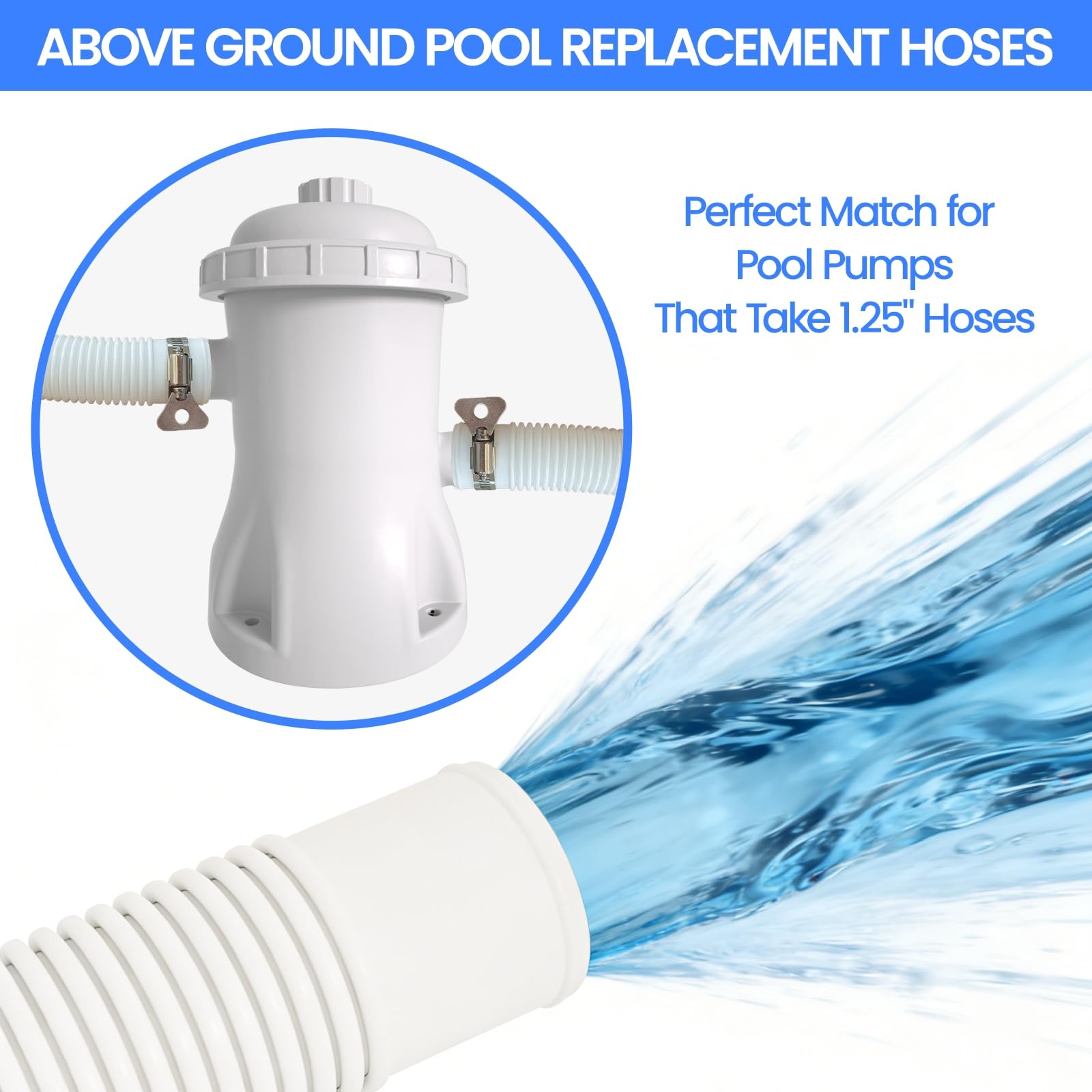 Durable Poolvio pool hose shown outdoors