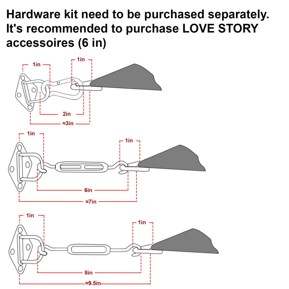 Durable stainless steel D-ring on LOVE STORY shade sail