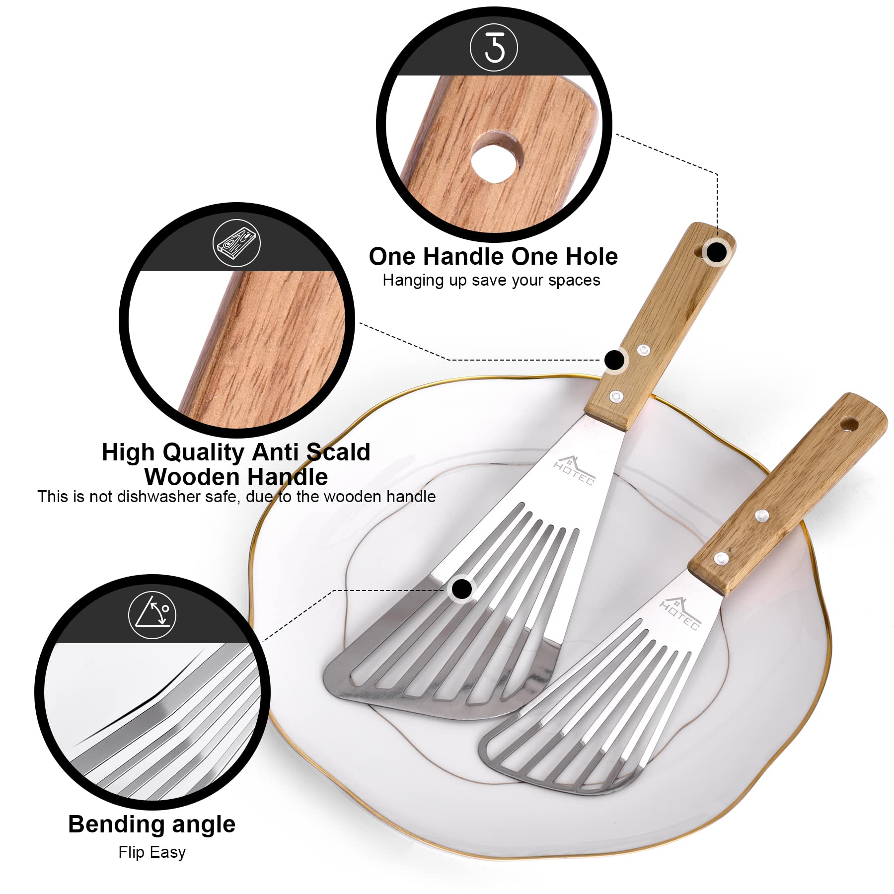 Durable stainless steel head of HOTEC spatula