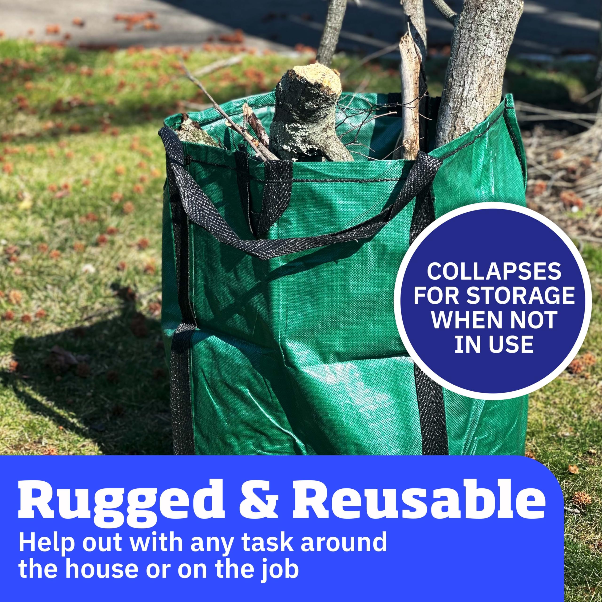 DURASACK Heavy Duty Home and Yard Bag, green, collapsed