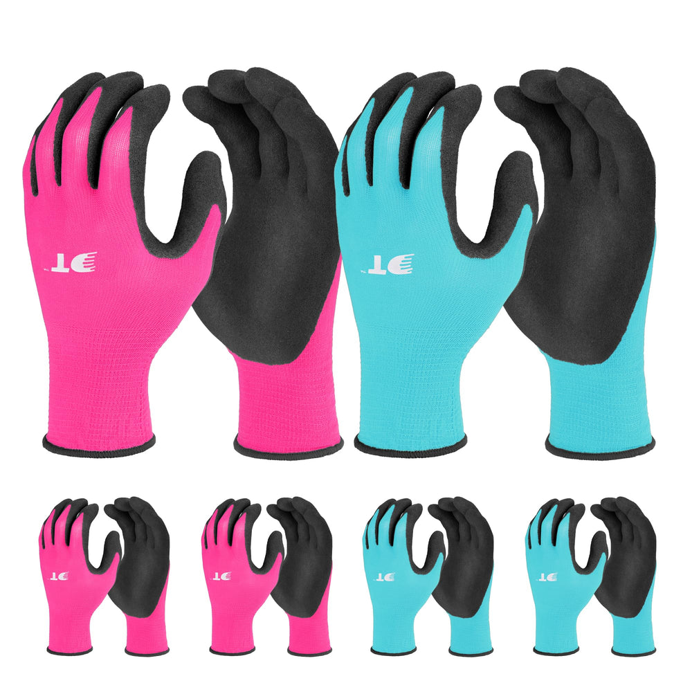 DURATECH Garden Gloves Medium, blue and pink pairs front view