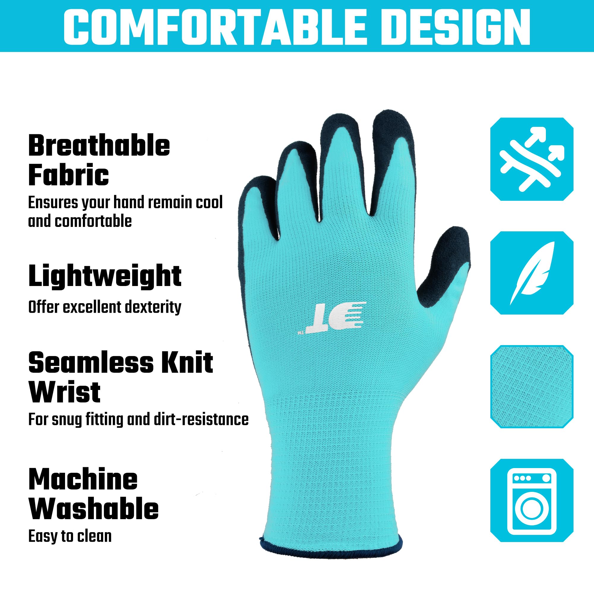 DURATECH Garden Gloves Medium with latex palms for thorn protection