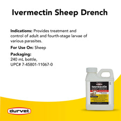 Durvet Ivermectin Sheep Drench packaging and label details