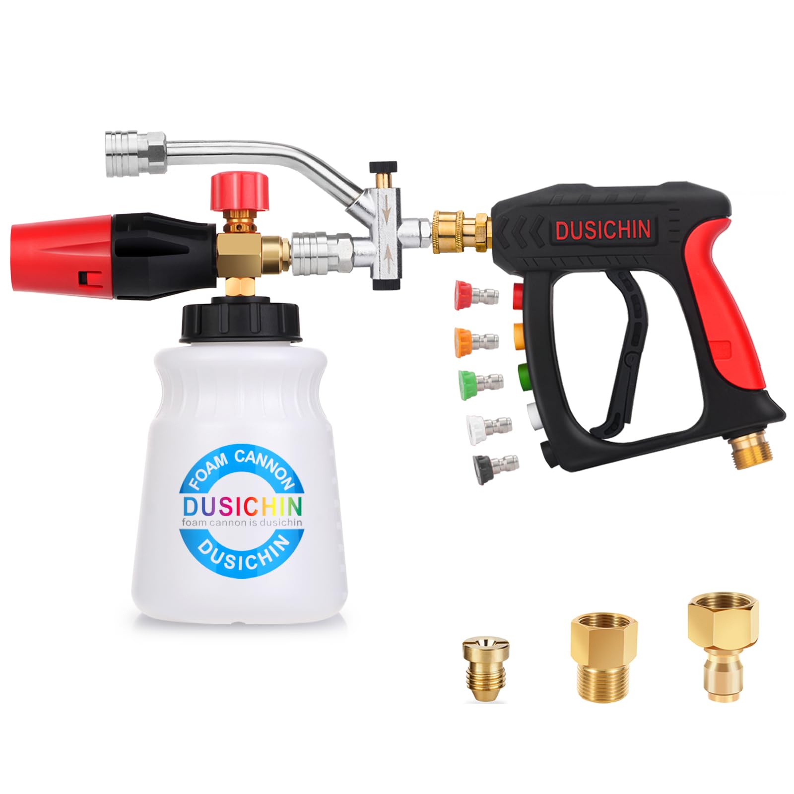 DUSICHIN Pressure Washer Gun Foam Cannon with 5 nozzles
