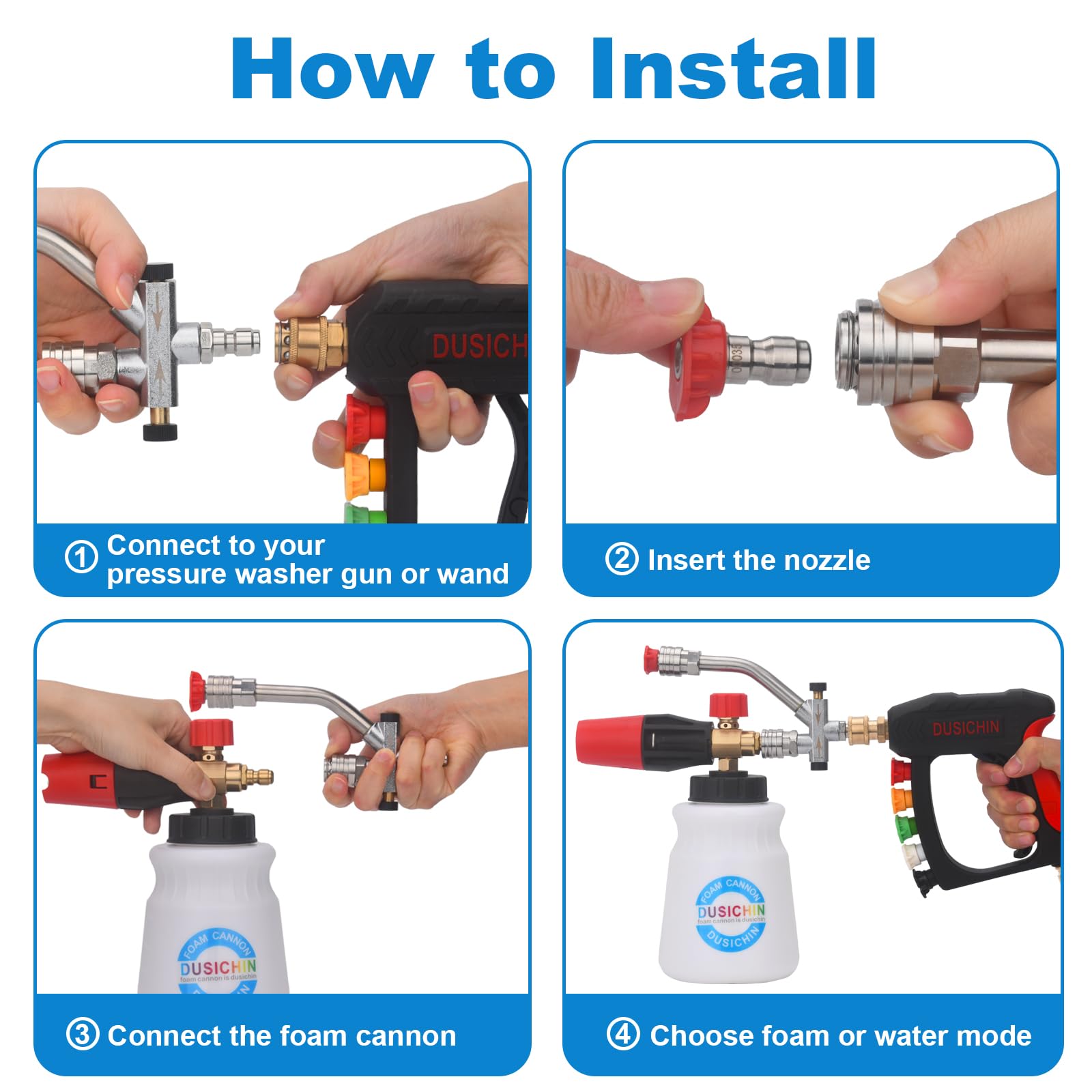 DUSICHIN Pressure Washer Gun in use for car wash