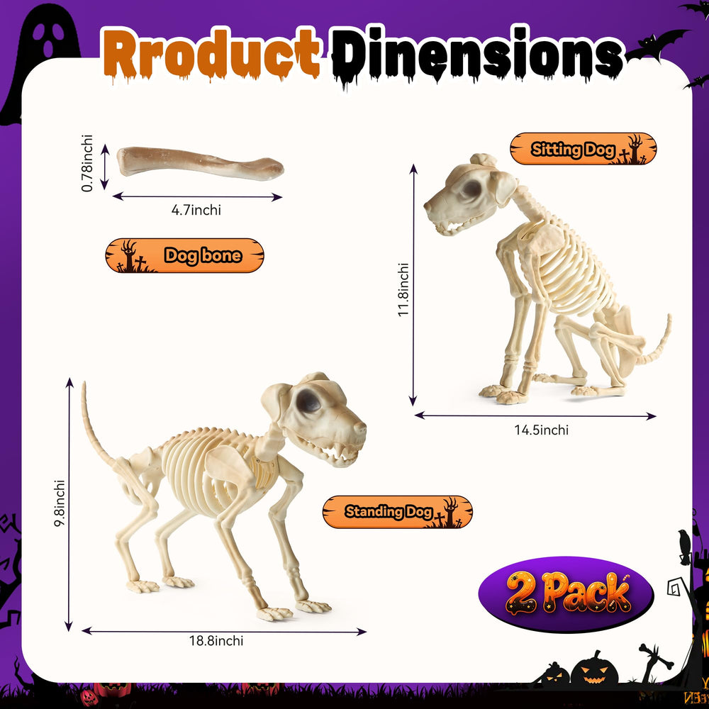 Dusk&Decorum Halloween Skeleton Dog standing position in yard