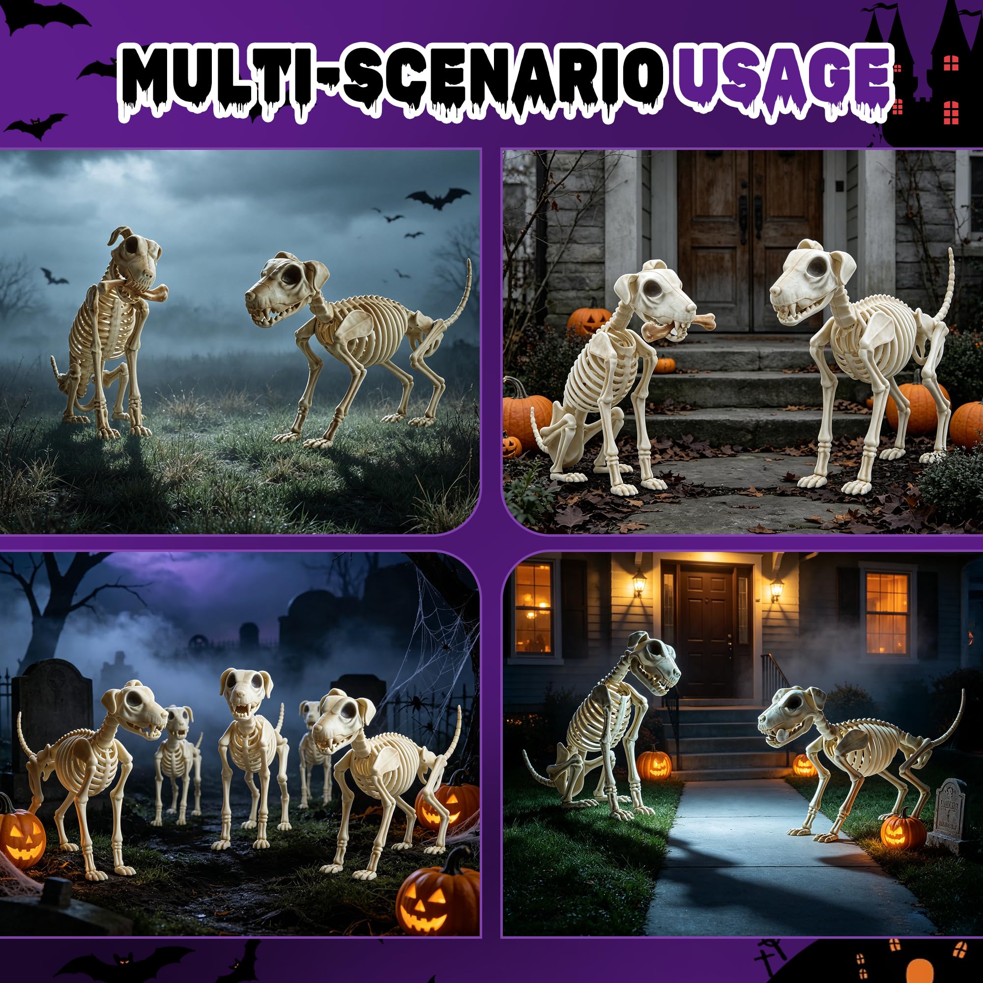 Dusk&Decorum Skeleton Dogs in a spooky graveyard setting