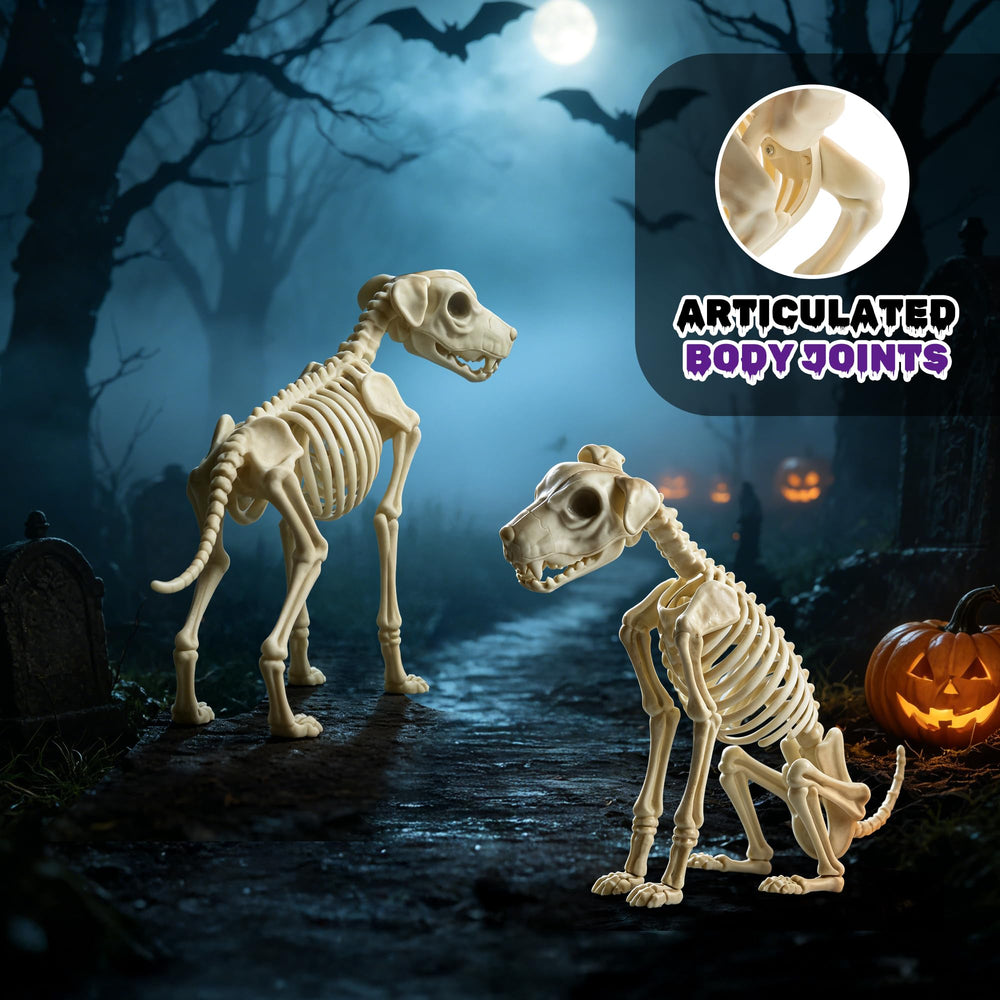 Dusk&Decorum Skeleton Dogs on porch for Halloween