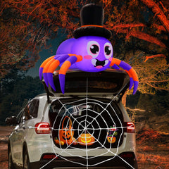 Dusor Halloween inflatable spider decoration with LED lights, purple