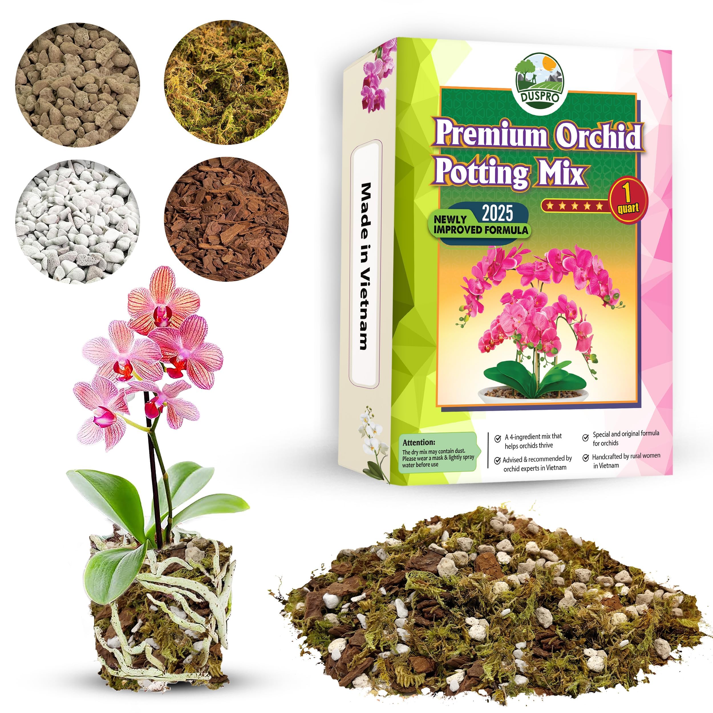 Duspro 4in1 Orchid Potting Mix 1QT front view