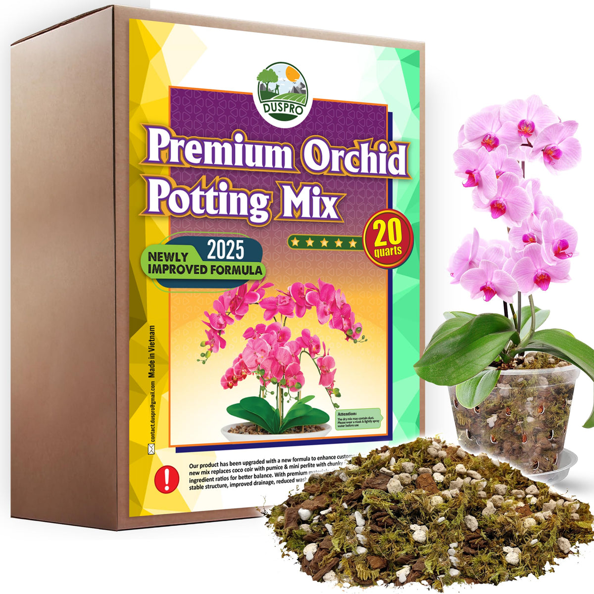 DUSPRO 4in1 Orchid Potting Mix 20QT front view