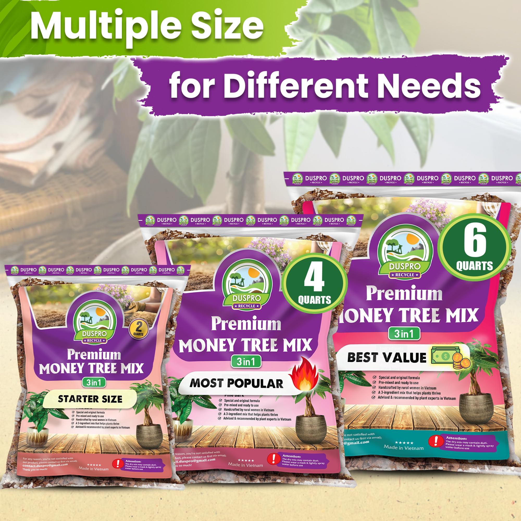 Duspro Money Tree Soil 4 Quarts with measuring tools